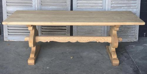 Large French Bleached Oak Trestle Farmhouse Dining Table (1 of 14)