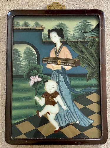 Decorative Chinese Reverse Painting. 1920’s (1 of 8)