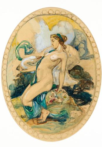 Exclusive Russian Symbolism Painting from Private Collection. #2 Leda with a Swan (1 of 6)