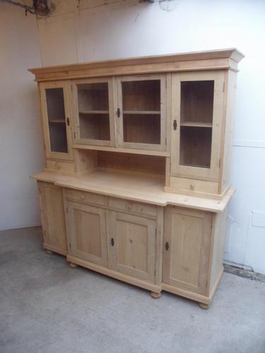 A Lovely 4 Door Antique/Old Pine Large Glazed Kitchen Dresser To Paint/Wax (1 of 9)