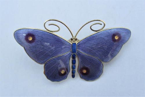 Marius Hammer Silver Gilt & Enamel Butterfly Brooch, c1920 (1 of 10)