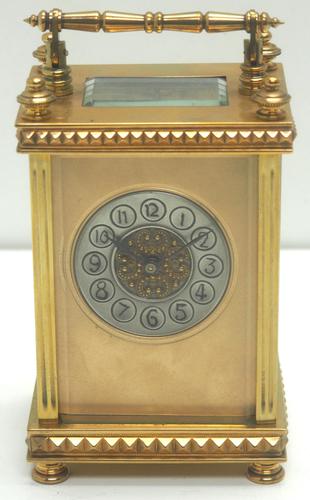 Marvellous French 8-day Carriage Clock – Masked Silver & Brass Dial Carriage Clock (1 of 10)