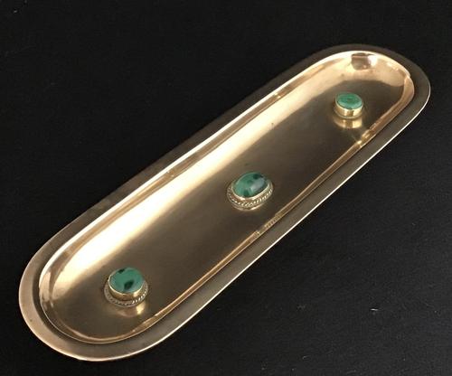 Aesthetic Movement Brass & Green Agate Pen Tray (1 of 5) Aesthetic Movement Brass & Green Agate Pen Tray (1 of 5)