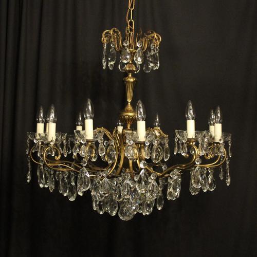 French Gilt & Crystal 12 Light Antique Chandelier Oka04051 (1 of 10)