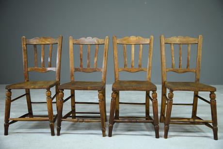 Set of 4 Rustic Kitchen Chairs (1 of 7) Set of 4 Rustic Kitchen Chairs (1 of 7)