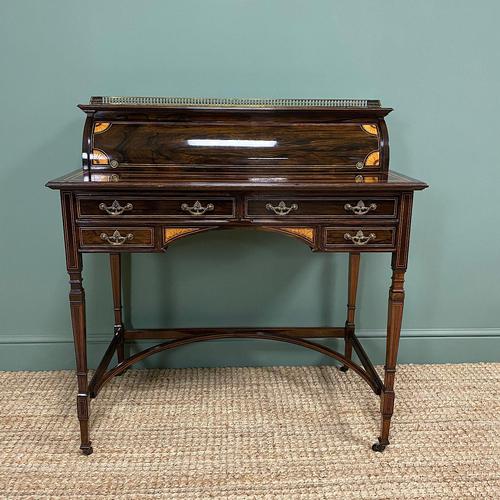 Spectacular Quality Victorian Rosewood Inlaid Antique Writing Desk (1 of 12)