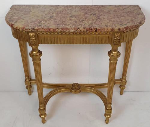 19th Century Gilt Marble Topped Console Table (1 of 4) 19th Century Gilt Marble Topped Console Table (1 of 4)
