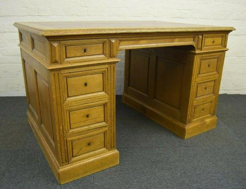 Antique Solid Oak Pedestal Desk (1 of 10)