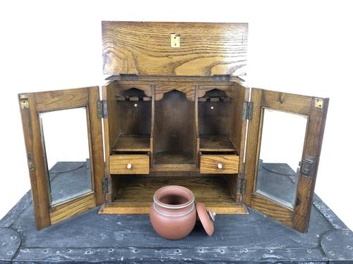 Antique Oak Glazed Smokers Cabinet (1 of 11)