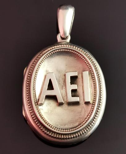 Victorian Silver Aei Locket Pendant, Amity, Eternity, Infinity (1 of 13)