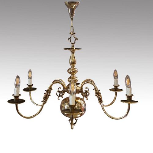 Georgian Style Brass Chandelier c.1920 (1 of 6)