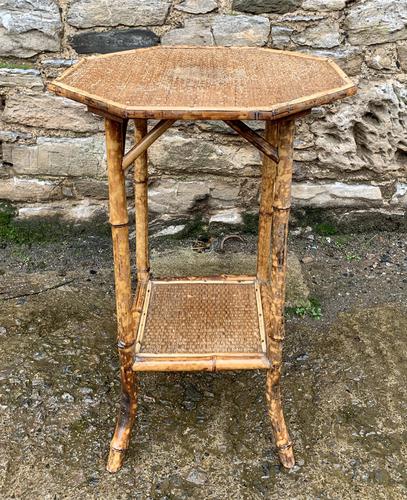 Antique Victorian Octagonal Bamboo Rattan Table (1 of 9) Antique Victorian Octagonal Bamboo Rattan Table (1 of 9)