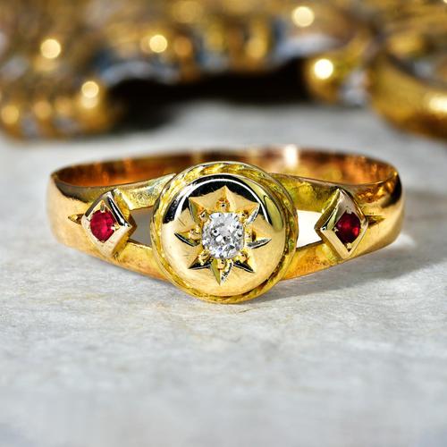 The Antique Victorian Old Cut Diamond & Red Paste Ring (1 of 5)