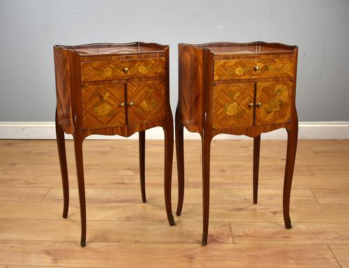 Pair of Louis XVI Style Marquetry Inlaid Bedsides Cabinets (1 of 8)