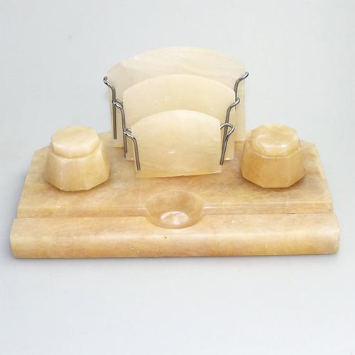 Complete Art Deco Onyx Desk Inkstand Pen Letter Holder Set c.1920-1940 (1 of 5) Complete Art Deco Onyx Desk Inkstand Pen Letter Holder Set c.1920-1940 (1 of 5)