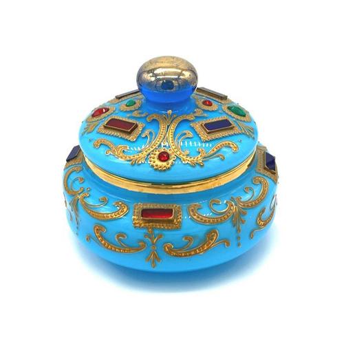 Very Important Rare Large Opaline Glass Box in Turquoise for the Oriental Market (1 of 5) Very Important Rare Large Opaline Glass Box in Turquoise for the Oriental Market (1 of 5)