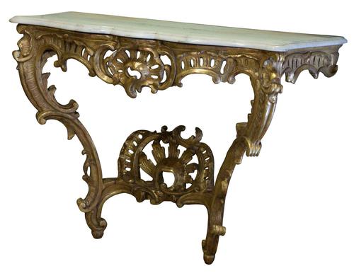 Gilded Louis XV Style Console Table with Marble Top (1 of 6) Gilded Louis XV Style Console Table with Marble Top (1 of 6)