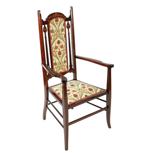 Art Nouveau Inlaid Mahogany Armchair (1 of 8) Art Nouveau Inlaid Mahogany Armchair (1 of 8)