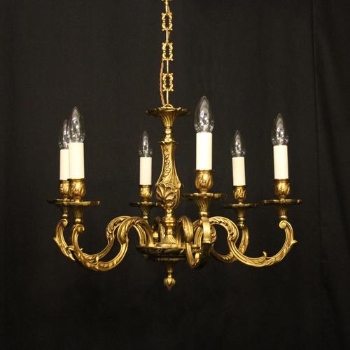 French Gilded Bronze 6 Light Antique Chandelier (1 of 10)