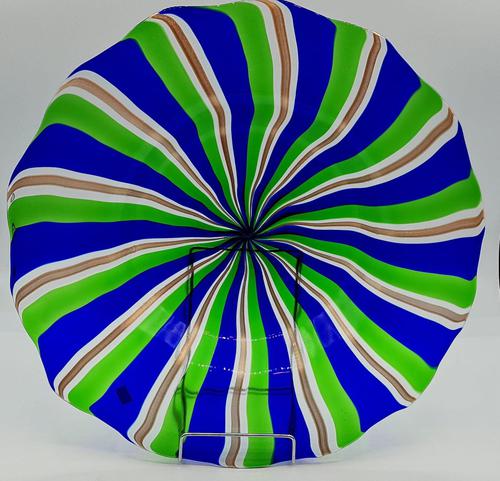 Rare Murano Glass XL Size Platter with Swirled Coloured Stripes (1 of 10) Rare Murano Glass XL Size Platter with Swirled Coloured Stripes (1 of 10)
