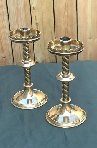 Pair of Arts and Crafts Brass Altar / Church Candlesticks (1 of 5) Pair of Arts and Crafts Brass Altar / Church Candlesticks (1 of 5)
