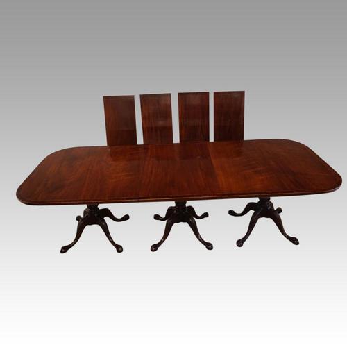 Large George V 3 Pillar Mahogany Dining Table (1 of 10)