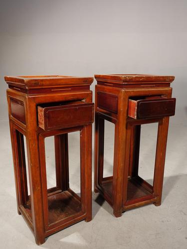 Attractive Pair of Early 20th Century Elm High Stands (1 of 5) Attractive Pair of Early 20th Century Elm High Stands (1 of 5)