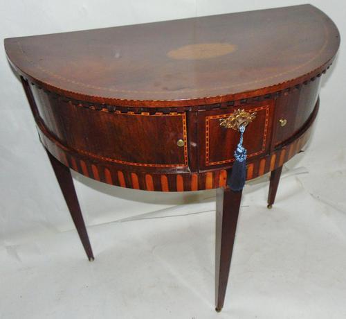 Dutch Half Round Mahogany & Inlaid Side Table (1 of 10)