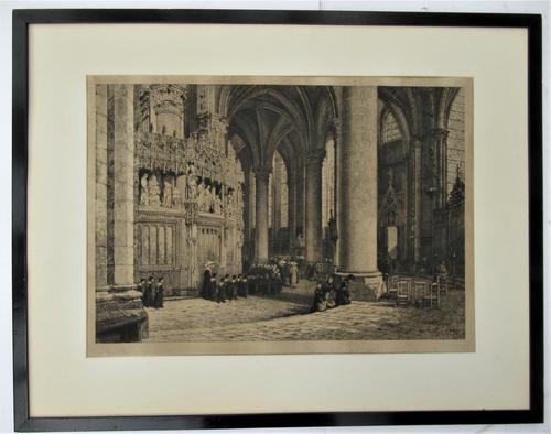 Fine antique print, Axel Herman Haig etching, Chartres Cathedral, signed 1881 (1 of 9)