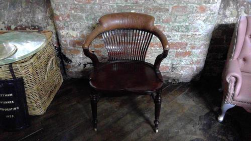 Gillows Quality Leather Backed Desk Chair with Refinements (1 of 5)