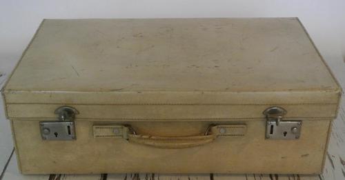 1930's Large Handmade Vellum Leather Suitcase with high quality locks (1 of 8) 1930's Large Handmade Vellum Leather Suitcase with high quality locks (1 of 8)