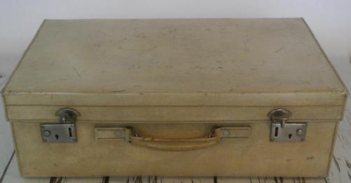 1930's Large Handmade Vellum Leather Suitcase with high quality locks (1 of 8)