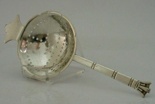 Asprey English Sterling Silver Royal Tea Strainer 1936 Antique Coronation (1 of 7)