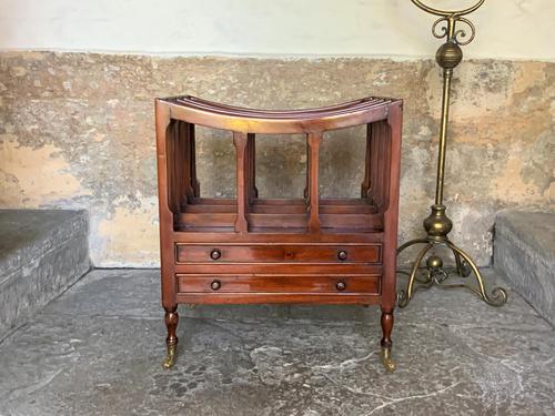 Regency Revival Mahogany Canterbury Sheet Music Magazine Rack with Brass Casters (1 of 11)