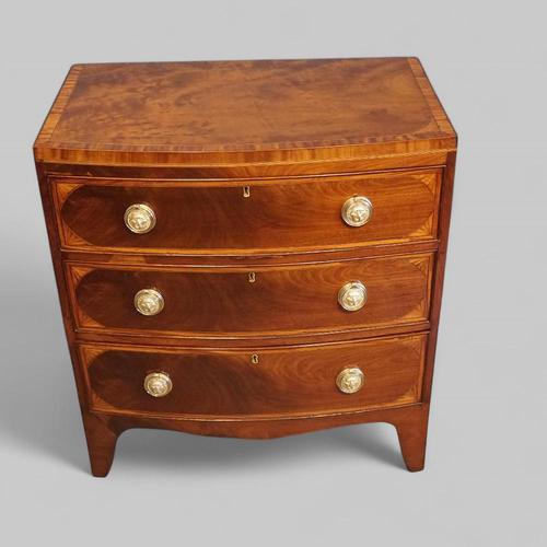 Small Antique Bow Fronted Inlaid Chest of Drawers (1 of 7)