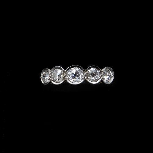 Antique Bezel Diamond Five Stone 18ct Gold & Platinum Ring (1 of 9) Antique Bezel Diamond Five Stone 18ct Gold & Platinum Ring (1 of 9)