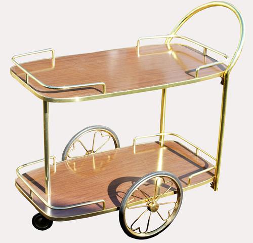 Lovely Quality Retro Brass Drinks Trolley (1 of 1)