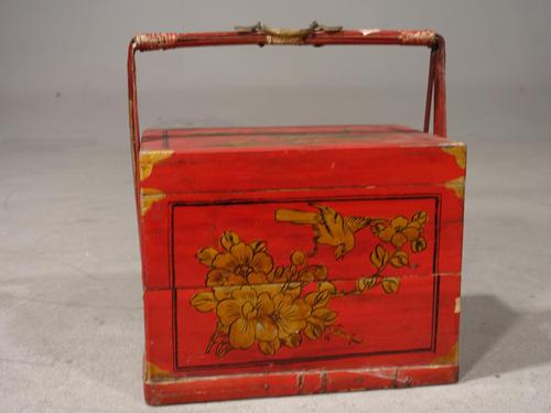 Attractive Early 20th Century Red Lacquer Picnic Basket (1 of 5) Attractive Early 20th Century Red Lacquer Picnic Basket (1 of 5)
