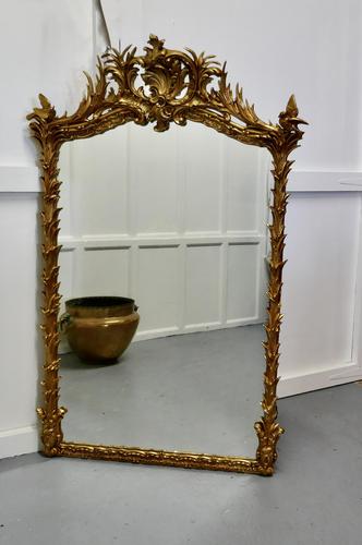 Large Elaborate French Rococo Gilt Console Mirror Decorated with Leaves & Birds (1 of 8)