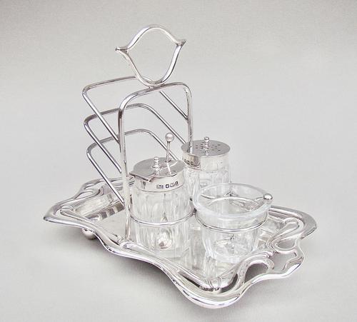 Rare Art Nouveau Silver Breakfast Set by Thomas Levesley, Sheffield 1908 (1 of 10)