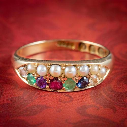 Antique Victorian Dearest Gemstone Ring 18ct Gold Dated 1889 (1 of 7) Antique Victorian Dearest Gemstone Ring 18ct Gold Dated 1889 (1 of 7)