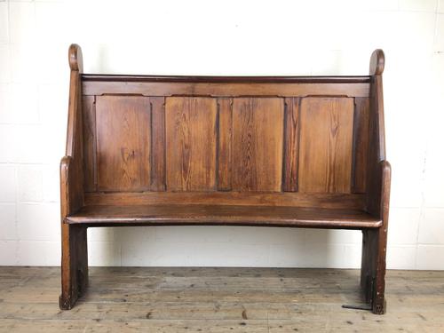 Antique Victorian Pitch Pine Curved Back Pew or Settle (1 of 16)