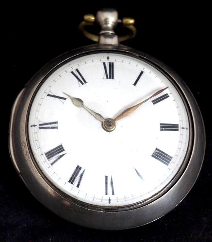 Antique Silver Pair Case Pocket Watch Fusee Verge Escapement Key Wind Enamel J Crainbrook (1 of 10)