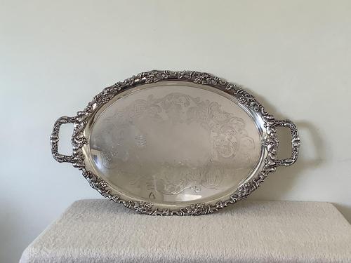 Large Danish Silver Plated Salver (1 of 3)