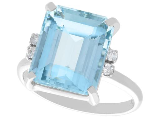 5.72ct Aquamarine & Diamond 15ct White Gold Dress Ring - Vintage c.1950 (1 of 9) 5.72ct Aquamarine & Diamond 15ct White Gold Dress Ring - Vintage c.1950 (1 of 9)