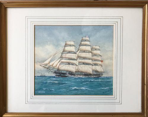Watercolour by Pelham Jones 'The Ship Devon' (1 of 1) Watercolour by Pelham Jones 'The Ship Devon' (1 of 1)
