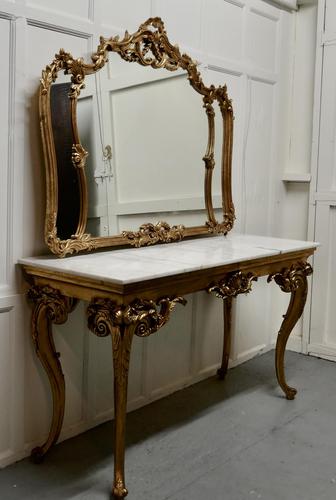 19th Century French Marble Top Gilt Centre Table & Matching Wall Mirror (1 of 11)