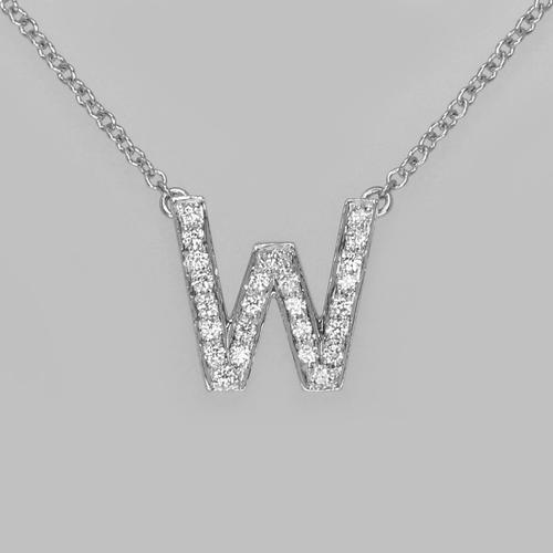 Vintage Tiffany & Co. Platinum 950 Diamond Letter "W" Necklace with Pouch Initial Pendant (1 of 7)