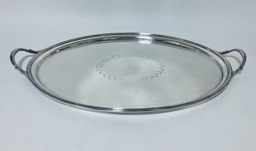 Large Antique Georgian 18th Century Solid Sterling Silver Twin Handled Tray (1 of 15)