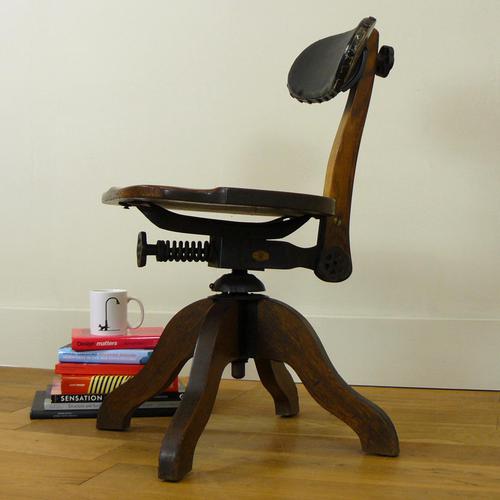 Early 20th Century Industrial Swivel Oak Work Chair (1 of 16)